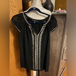 White House Black Market black blouse with gold sequins